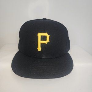PITTSBURGH PIRATES CAP MEN'S OFFICIAL ON-FIELD HAT 59FIFTY BLACK FITTED 8